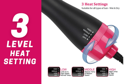 4-in-1 Blow Hair Dryer - Volumizer Brush, Straightening & Curl